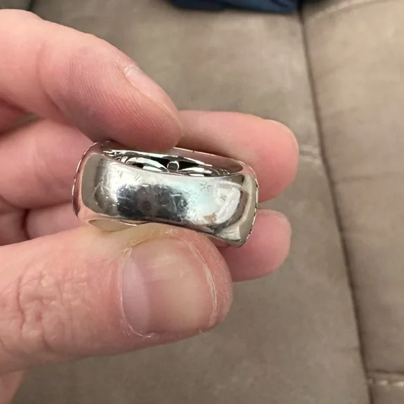 Effy Balissima BH 925 Sterling Silver 18K Gold Crackle-Look Pebble Dome Ring - Picture 12 of 14